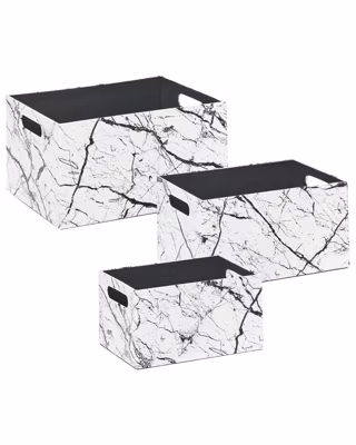 Lot de 3 boîtes LARSA Cuir PU Blanc