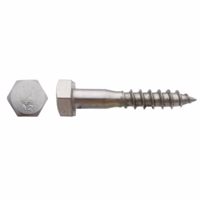 100 Tirefonds Bois Tête Hexagonale 8 x 40 mm – DIN 571 – Inox A2 – D-Work