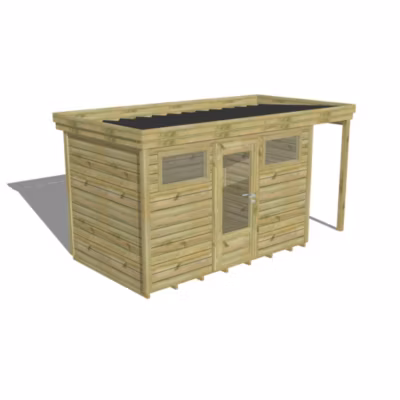 ABRI DE JARDIN bois Pin traité autoclave 27mm – 4,44×2,14m / 9,5m2 – Bac acier – Plancher bois