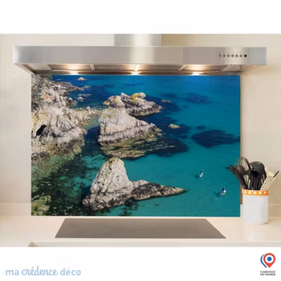 Crédence cuisine fond de hotte Paddle à Morgat – Verre trempé – L 90 cm x H 60 cm