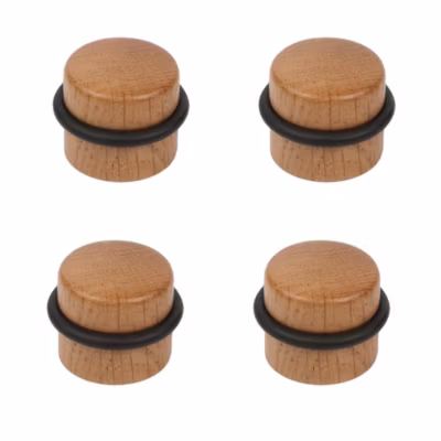 4 Un. Butée de porte adhésive en bois de chêne naturel – Diamètre 37MM
