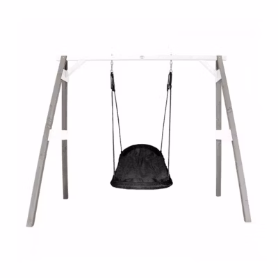 AXI Portique en bois Gris Blanc avec balançoire siège nid ovale 160x254x207cm