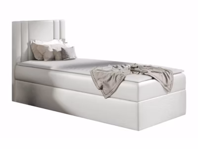 Lit continental Baltimore 179, Unique, Blanc, Faux cuir, Disponible