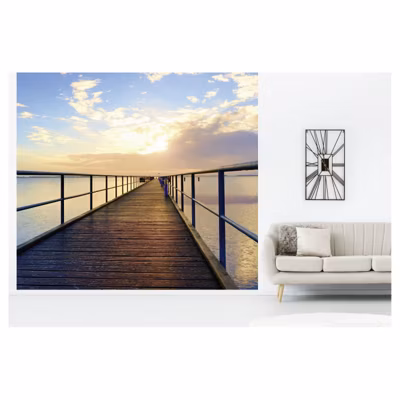 Papier peint intissé PONTON SUR LA MER 300 x 270 cm (LxH) – Tapisserie murale panoramique XXL, Made in France par Scenolia