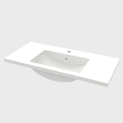 Lavabo blanc 101x47x17.5 cm, Lavabo rectangulaire en marbre artificiel, AICA SANITAIRE