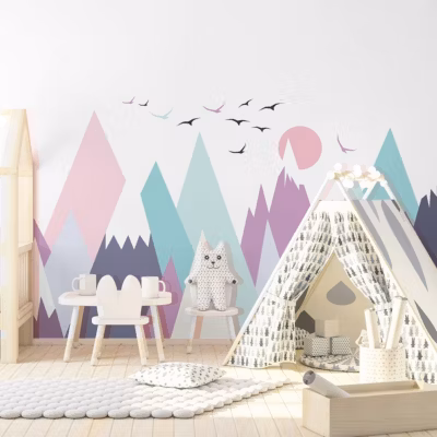 Stickers enfant montagnes scandinaves clarinka 50 x 75 cm