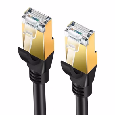 Elfcam – 3m Câble Ethernet Cat 8 Rond Noir LAN/WAN, SFTP 28AWG, 2000MHz 40Gbps avec Connecteurs RJ45 Haute Qualité