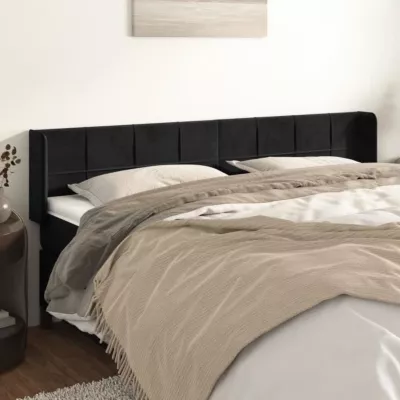 3118836 vidaXL Tête de lit avec oreilles Noir 203x16x78-88 cm Velours