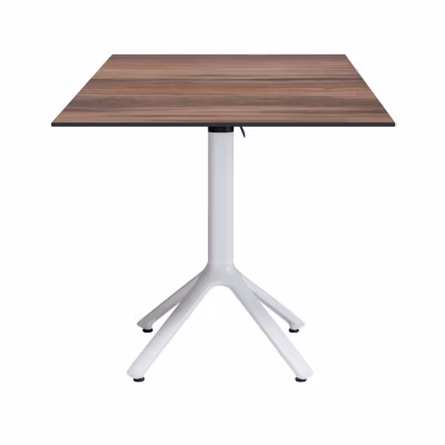 Table pliable Nemo blanche pour extérieur bois foncé 70×70 – Restootab