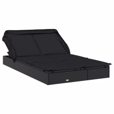 Transat 2 places avec toit pliable noir 213x118x97 cm vidaXL