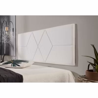 Tête de lit – ECCOX – 112 x 57 x 5 cm – Similicuir – Rembourrage en mousse – Blanc