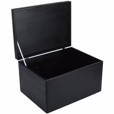 Creative Deco Boite de Rangement en Bois Noir 40 x 30 x 24 cm (+/- 1 cm) – Avec Couvercle – Boîte à Souvenirs – Boîte à Jouets