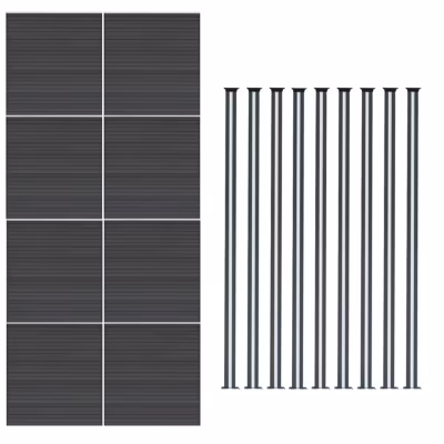 Kit Clôture Composite 8 Panneaux & 9 Poteaux à LED – Gris