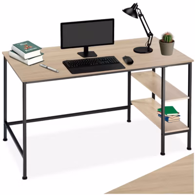 Bureau Style industriel Étagère latérale avec 2 compartiments de stockage