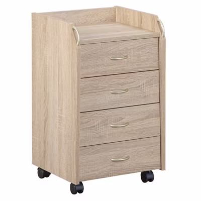 ERSOY – Caisson 4 Tiroirs sur Roulettes Aspect Chêne