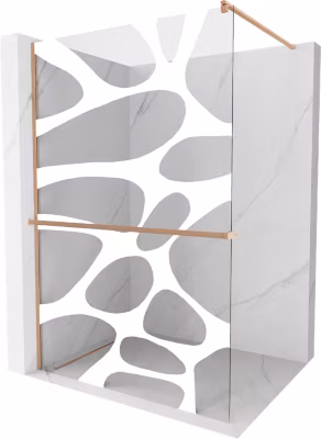 Mexen Kioto+ paroi de douche avec étagère Walk-in 140 x 200 cm, vague blanche, cuivre brossé – 800-140-121-65-97