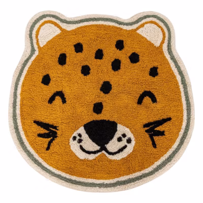 Tapis enfant léopard Kori jaune ocre D90cm – Atmosphera