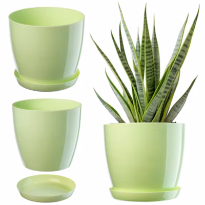 KADAX Pot de Fleur avec Support Couvercle en Plastique Pot de Fleur 16 cm Vert pour Fleurs