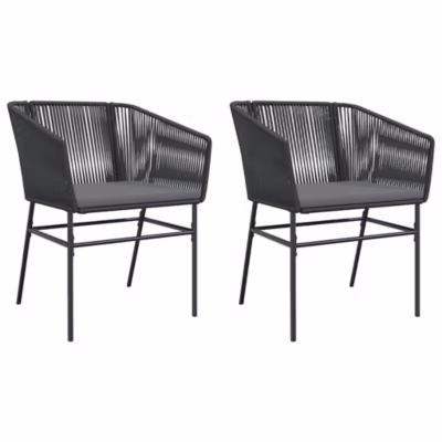 Chaises de jardin lot de 2 avec coussins noir résine tressée vidaXL