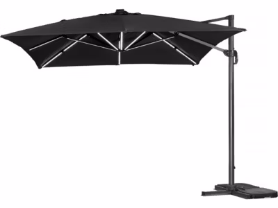Parasol jardin déporté led alu « Sun 3 Luxe » 3 x 3 m – Noir