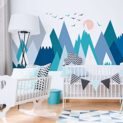 Stickers enfant montagnes scandinaves lolika 120 x 180 cm