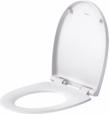 Abattant WC plastique Ovale Blanc, Lunette toilettes universel à frein de chute / fermeture amortie – 37×43,3×4,8cm – Univavo