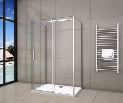 Cabine de douche 160x80x195 cm – verre 8 mm anticalcaire – porte coulissante – sans receveur