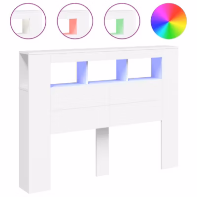 Tête de lit à LED blanc 140×18,5×103,5 cm bois d&rsquo;ingénierie vidaXL