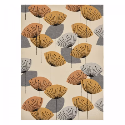 Tapis extérieur tissé kilim rectangle DANDELEXT, beige, orange, bleu