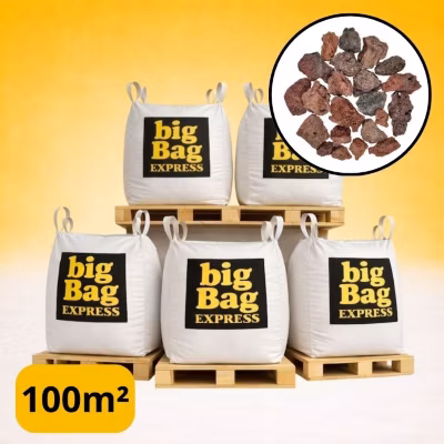 PACK 5 X BIG BAG de 1M3 (+/- 100M²) Gravier Pouzzolane Rouge / Noir 15/25 mm – Livraison STANDARD