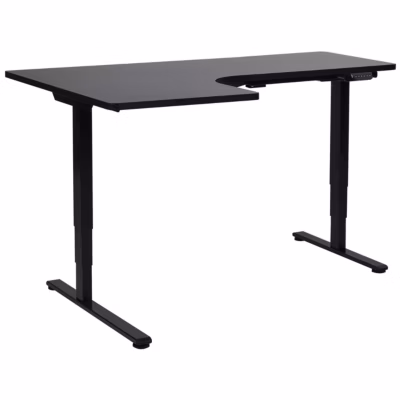Bureau d&rsquo;angle réglable électriquement DESTINES Noir 160 cm 109 cm Côté gauche
