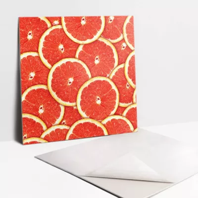 Carreaux vinyle Tulup 30×30 cm tranches de pamplemousse rouge 9 pcs