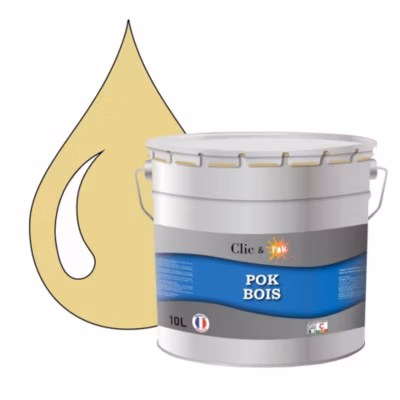 Peinture extérieure bois – Résistante aux intempéries POK BOIS – 10L – RAL 1015 – Ivoire Clair – Clic & Pok