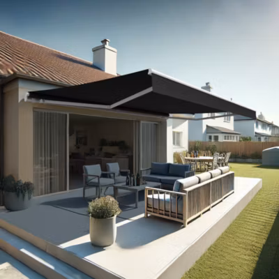 Store banne monobloc ALASKA (Manuelle – Gris Graphite – Blanc – 3,00 x 2,00m)