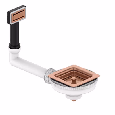 Bonde évier carrée 1 cuve avec vidage manuel diamètre 90 mm couleur or rose