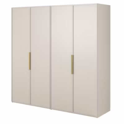 Armoire 4 portes avec 2 tringle et tiroirs 200 cm FRAME grège