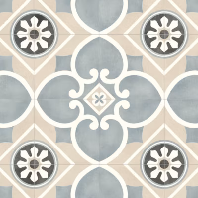 Sol Vinyle Carreaux de ciment Florence Beige – Rouleau de 4m x 12m