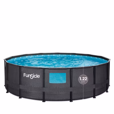 Piscine tubulaire hublot noire Diamètre4,57x H 1,22m Funsicle