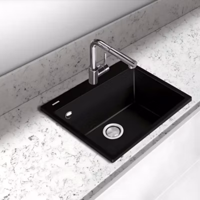 Évier à encastrer 1 Cuve 49x40x20cm – Quartz Noir Mat – Quadra SE FRÉCAN
