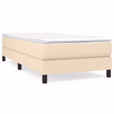 Lit simple, Lit adulte, Cadre de lit à ressorts crème 90×190 cm tissu
