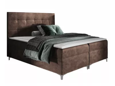 Lit continental Baltimore 185, Unique, Marron, Tissu, Disponible