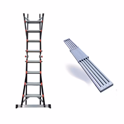 1 Echelle articulée de 4.15m de long – 4 x 4 barreaux, avec 1 plateforme télescopique – JAG3-4X4BS/TELEPAT