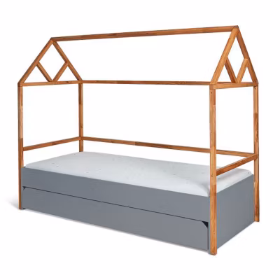 Lit cabane 90×200 sommier et tiroir inclus Bellamy Lotta Gris