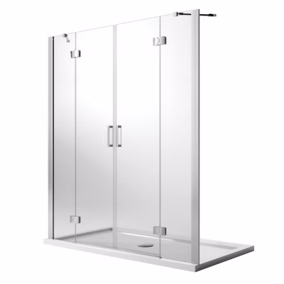 Porte de douche 155CM H190 Verre Transparent avec Easy-Clean mod. Flip Porte + Porte