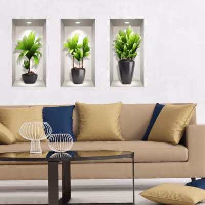 Sticker 3D plantes longues exotiques 60 x 90 cm