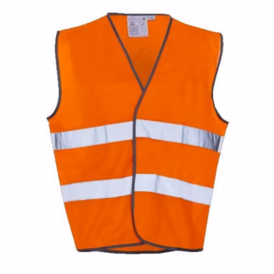 Gilet haute visibilité bandes parallèles réglable orange fluo/argent TU – VET3029GT