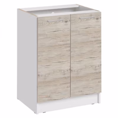 Cuisineandcie – Meuble bas de cuisine Eco Noyer Blanchi 2 portes L 60 cm
