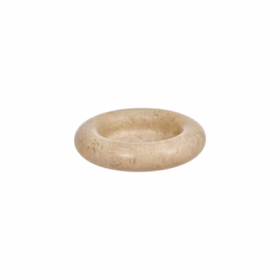 Bougeoir beige en marbre L13,8xH3cm