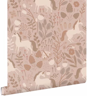 ESTAhome papier peint licornes vieux rose 53 cm x 10.05 m