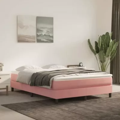 347793 vidaXL Matelas de lit à ressorts ensachés Rose 140×190 cm epaisseur 20 cm Velours